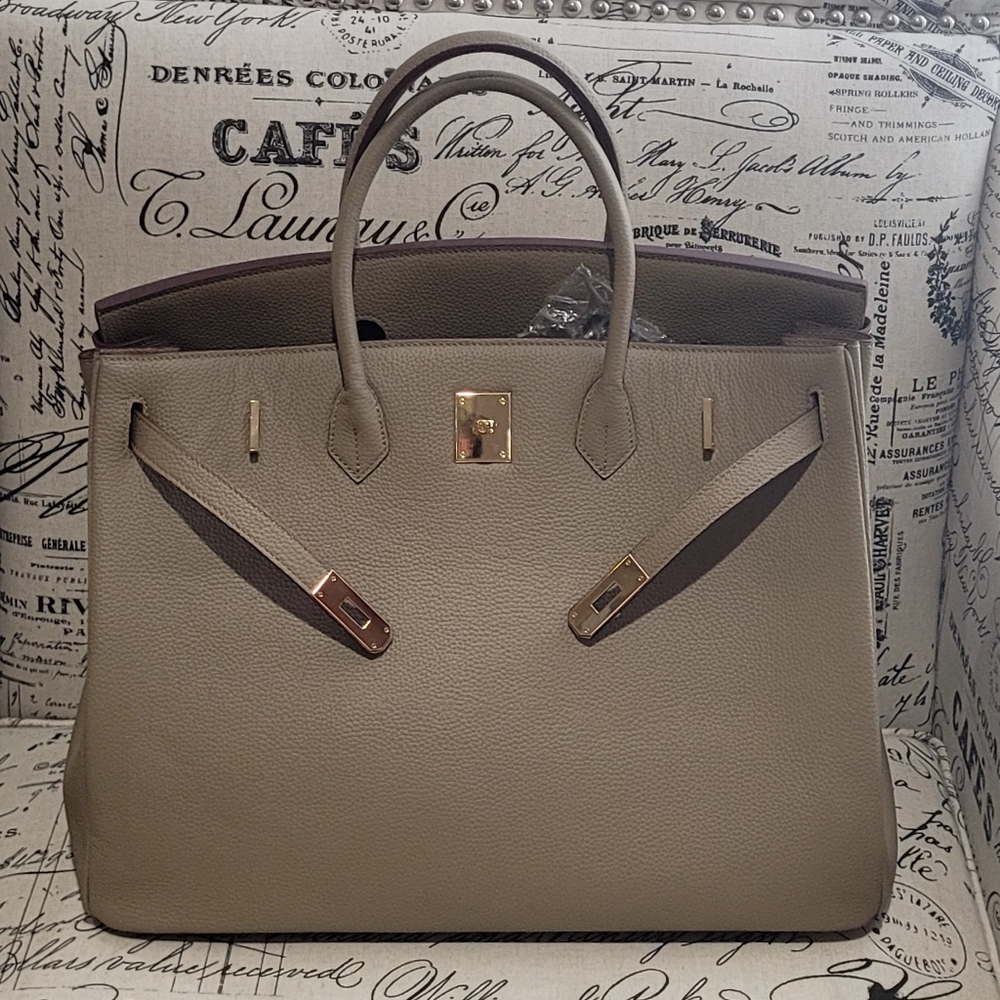 Wirkin Style Elegant Taupe Leather Handbag